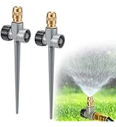 2 Pack Metal Lawn Sprinklers for Yard - 360° Coverage Water Sprinklers, Adjustable Brass Nozzle w...