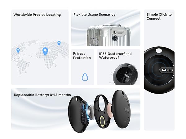 AirTag Bluetooth Tracker iOS or Android, Tracking Tag Key Finder Luggage Tracker Item Locator