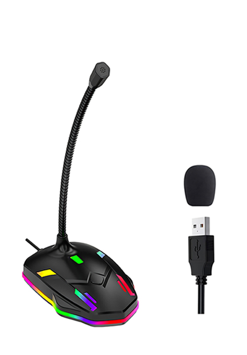 USB Computer Microphone with Mute Button&amp;amp;amp;amp;amp;RGB Glowing Light Compatible with PC Laptop