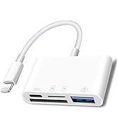 Lightning to SD Card Reader | 4 in 1 Memory Card Adapter | for iPhone with USB Female OTG | Compa...
