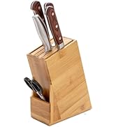 Wood Knife Block, Kitchen Knife Holder Countertop 6 Slots Knife Block with Scissors Slot Kitchen ...
