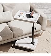 SJIE C Table End Table Adjustable Height, 360°Swivel TV Tray Table for Small Spaces, Side Tables ...