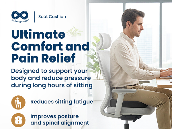 Memory Foam Seat Cushion Office Chair Car Ergonomic Accessories Tailbone Pain Relief Sciatica