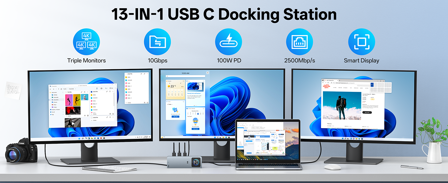 USB C Docking Station 3 HDMI