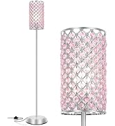 Crystal Floor Lamp for Bedroom, Living Room Pink Floor Lamps Modern Tall Lamp with On/Off Foot Sw...