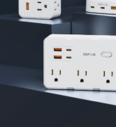 DEPOW Tower Power Strip with 9 Outlets 3 USB (2 USB C), Surge Protector Tower 1250W/10A, 1700J, 5...