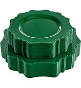 COLOSUS Disposable Plastic Plates 60Pcs, Christmas Green plastic Party Plates, Heavy Duty 30 Dinn...