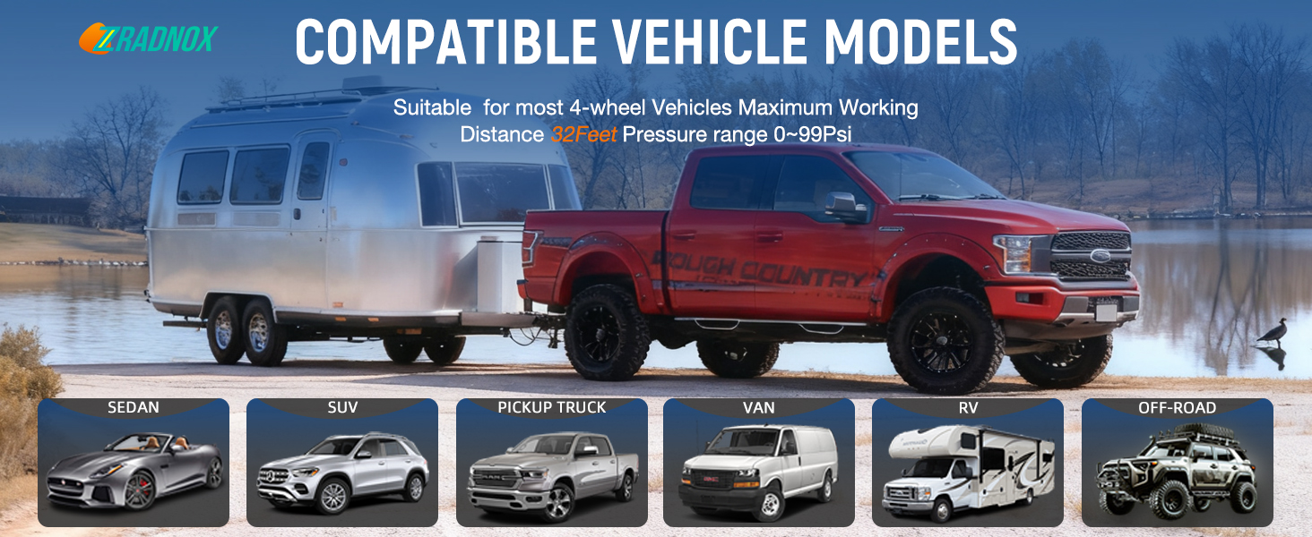 Tire Pressure Monitoring System with Solar &amp; USB Charger-TPMS with 4 External Sensors &amp; 6 Alarm Mode