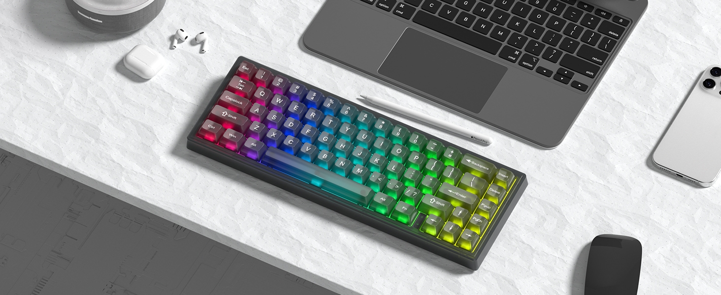 Keycaps Clear, White Keycaps 60 65 75 100 Percent, Transparent Jelly Cute Custom Key Cap