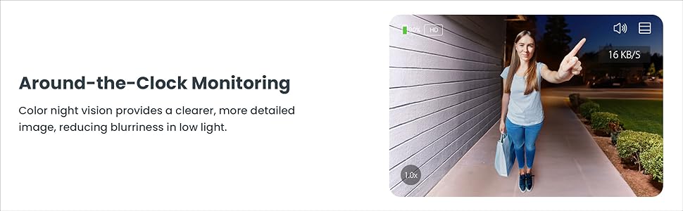 24/7 home security with clear color view even at night.