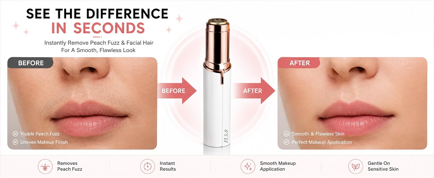 Facial Hair Remover for Women, Painless Electric Face Shaver