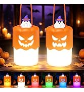 Rechargeable Halloween Pumpkin Lantern Lights LED JackoLantern with Lanyard | Battery Operated Ha...