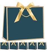 CINSOEN 12 Pcs Paper Gift Bags with Handles, Thank You Gift Bag with Ribbon Bow for Christmas Gra...