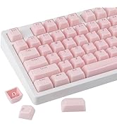 Tsungup Crystal Jelly Pink Keycaps, MDA Profile-Clear Translucent Jade Keycaps,130 Keys Shine Thr...
