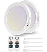 GOEBLESON 2 Pack Rechargeable Motion Sensor Ceiling Light with Remote, Wireless Ceiling Light Bat...