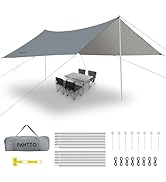 Camping Tarp with Poles, 16x12 Ft Camping Canopy, Waterproof Tent Tarp, Rain Shelter for Camping,...