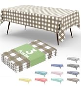 Smiry 3 Packs Gingham Disposable Table Cloth, 54 x 108 Inch Waterproof Plastic Tablecloth, Rectan...
