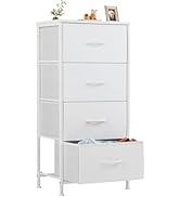 Sweetcrispy Nightstand Small Bedroom Dresser with 4 Fabric Drawers, Bed Side Furniture End Table,...