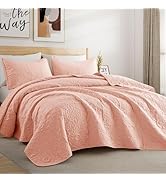 Whale Flotilla 3 Piece Queen Size Quilt Set, Soft Reversible Embossed Queen Quilts Bedding Set, L...
