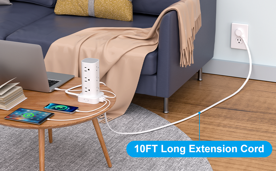 Power Strip Tower with Multiple Outlets