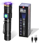 DARKBEAM UV 365nm Flashlight Blacklight Rechargeable USB, Wood's lamp Handheld Ultraviolet Black ...