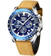 LN LENQIN Mens Watches Chronograph Leather Watch Analog Quartz Watches for Men 30M Waterproof Men...