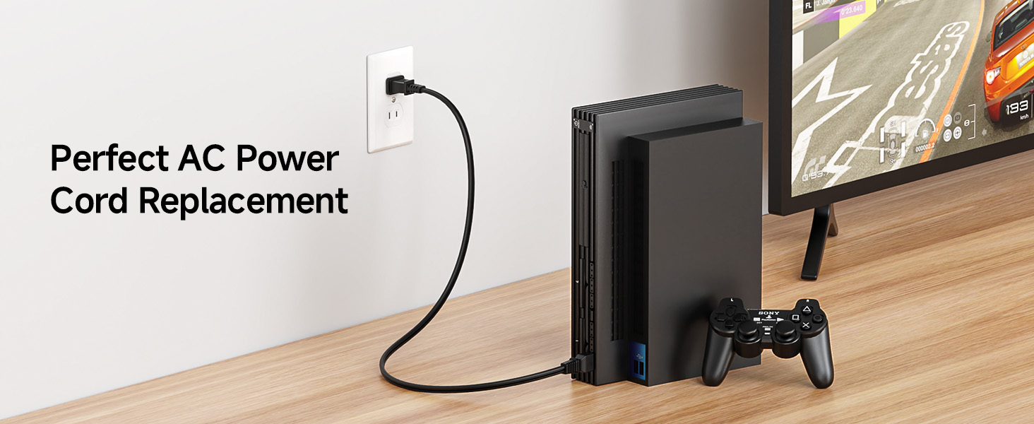 2 Pack 2 Prong Vizio TV Power Cord Replacement 6 ft, PS2 Power Cord