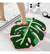 Sisher Leaf Rug,Monstera Bath Mat Cute Bathroom Mat Non Slip Palm Shaped Plush Fun Area Rug Batht...