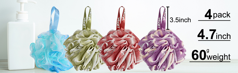  Bath Shower Loofah Sponge Pouf Body Scrubber Exfoliator