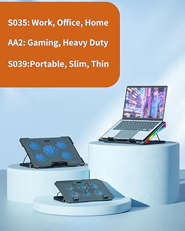 AICHESON Laptop Cooling Pad Purple Lights fan booster deck rack canddy tray cooling stand chill mat