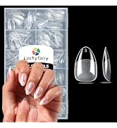 Short Almond Nail Tips, 240pcs Soft Nail Gel Tips Pre-Shaped Acrylic Fake Nails, Half Matte Full ...