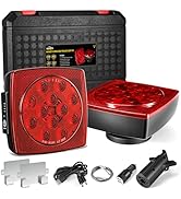 Partsam 2PCS Wireless Magnetic LED Trailer Light Kit Square Portable Stop Turn Tail w/ 7-Pin Plug...