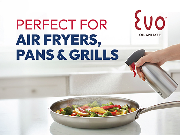 Evo Oil Sprayer 18/8 Stainless Steel, Non-Aerosol for Olive, Cooking Oils, and Vinegars