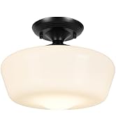 Rosient Schoolhouse Semi Flush Mount Ceiling Light Fixture, 12" Modern Hallway Ceiling Lamp with ...