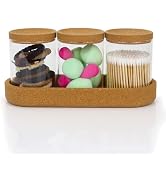 DAPOWER 3 Pack Qtip Holder Vanity Storage Canister for Cotton Ball Cotton Swab Pads Floss, 15-Oun...