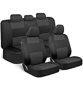 BDK PolyPro Car Seat Covers Full Set in Charcoal on Black – Front and Rear Split Bench for Cars, ...