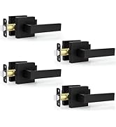 Estmoon 4 Pack Passage Door Knobs - Black Door Handle Interior Door Levers, Heavy Duty Non-Lockin...