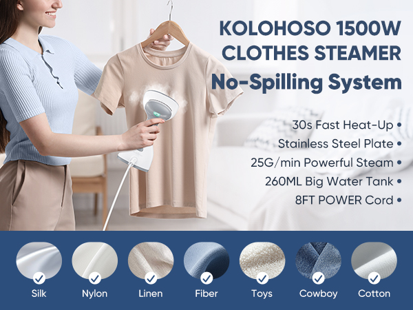 Steamer for Clothes, 1500W Fast Heat Up Handheld Garment Steamer