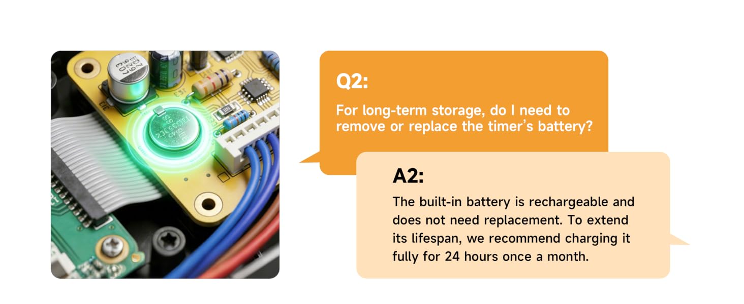 The built-in battery is rechargeable and does not need replacement