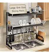 3 Tier Extra Large Stainless Steel Expandable Over The Sink Dish Drainer Drying Rack, Rust Proof ...