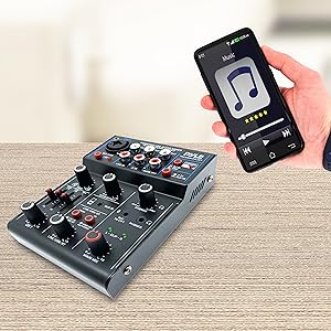 Professional Wireless DJ Audio Mixer - 3-Channel Bluetooth DJ Controller Sound Mixer w/USB Audio