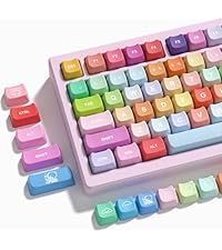 Womier Keycaps - Pink Cute PBT Keycaps MOA Dye-Sublimation 60 65 75 100 Percent, Custom Key caps Set...