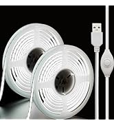 XINGZHI 5V USB LED Strip Lights, 2Pack COB Light Strip White, TV Lights 3.28FT Short LED Strip Li...