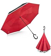 G4Free 48/62 Inch Large Inverted Reverse Umbrella with C-Shaped Handle, Windproof Double Layer Up...