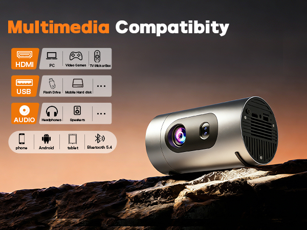 Smart Projector with WiFi and Bluetooth Portable Movie Projectors