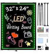 VEVOR 32"x24" LED Message Writing Board, Menu Sign Boards, Illuminated Erasable Lighted Chalkboar...
