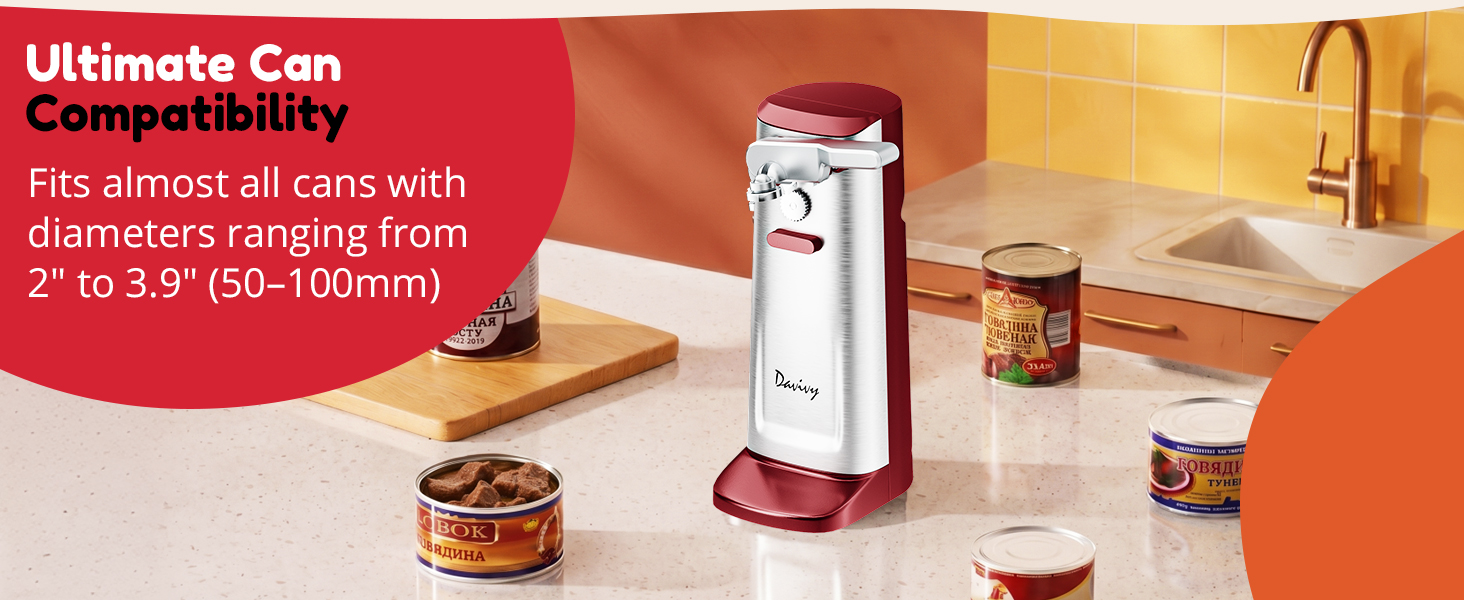 NK-0729 Wide compatibility electric can opener, supports 50-100mm diameter cans