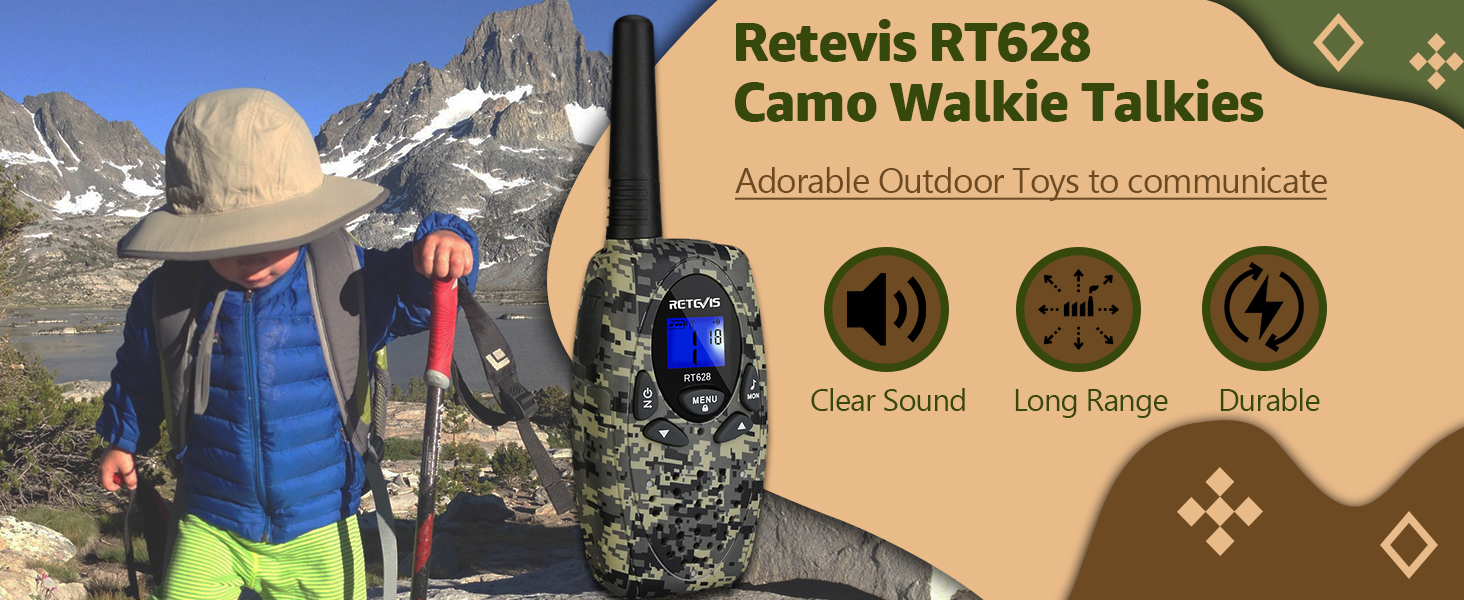 retevis RT628 kids walkie talkies 2 pack army toys for boys 6-8 toys gifts for kids