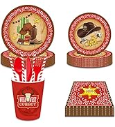 CC HOME West Cowboy Themed Party Supplies Pack- Serves 16 - Includes West Cowboy Party Plates Cup...