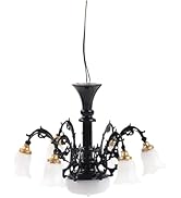 Housoutil Miniature Chandelier Dollhouse Ceiling Light 2.55X2.55X1.77In Pendant Lamp Ornament for...